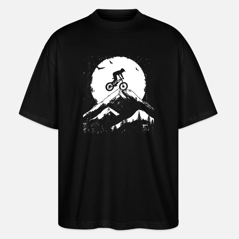 Mountainbiking Zeichnung - Stanley/Stella Oversized Unisex Bio T-Shirt Blaster 2.0 - Schwarz