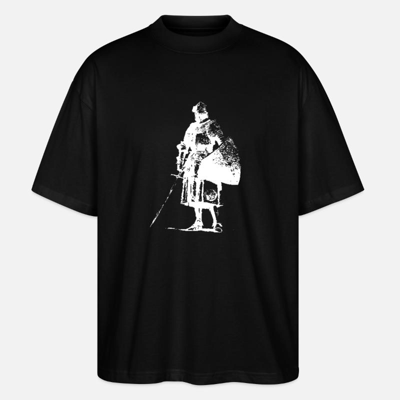Lone Knight with Banner Silhouette - Stanley/Stella Oversized Unisex Organic T-shirt Blaster 2.0 - black