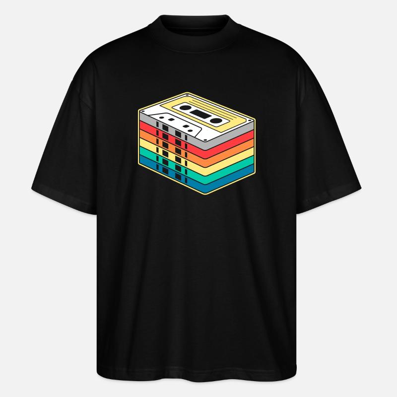 Vibrant Rainbow Kassette - Stanley/Stella Oversized Unisex Bio T-Shirt Blaster 2.0 - Schwarz