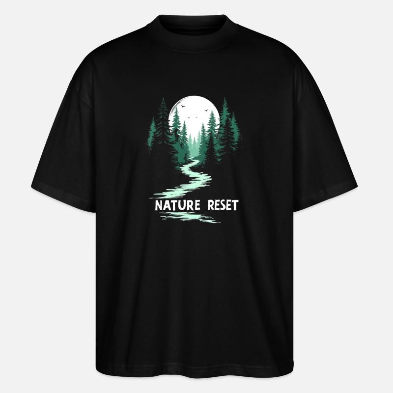 Errer lentement Marcher lentement Forêt - T-shirt bio Blaster 2.0 coupe oversize Stanley/Stella Unisexe - noir