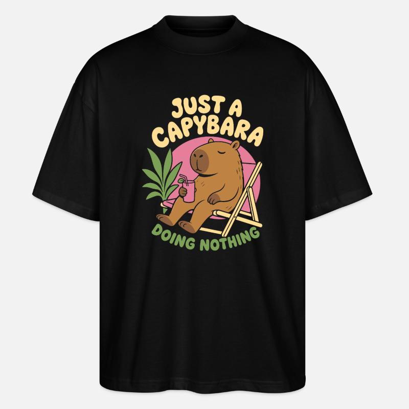 Just A Capybara Doing Nothing - Stanley/Stella Oversized Unisex Bio T-Shirt Blaster 2.0 - Schwarz
