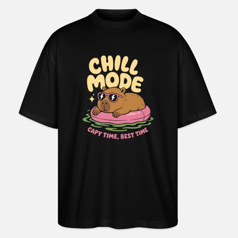 Chill Mode Capybara No Rush - Stanley/Stella Oversized Unisex Organic T-shirt Blaster 2.0 - black