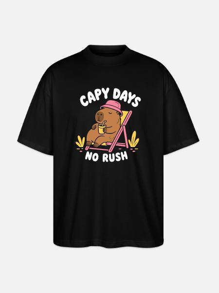 Capy Days No Rush Capybara - Stanley/Stella Oversized Unisex Organic T-shirt Blaster 2.0 - black