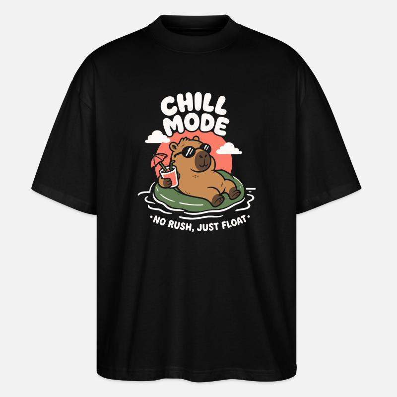 Chill Mode Summer Capybara - Stanley/Stella Oversized Unisex Bio T-Shirt Blaster 2.0 - Schwarz