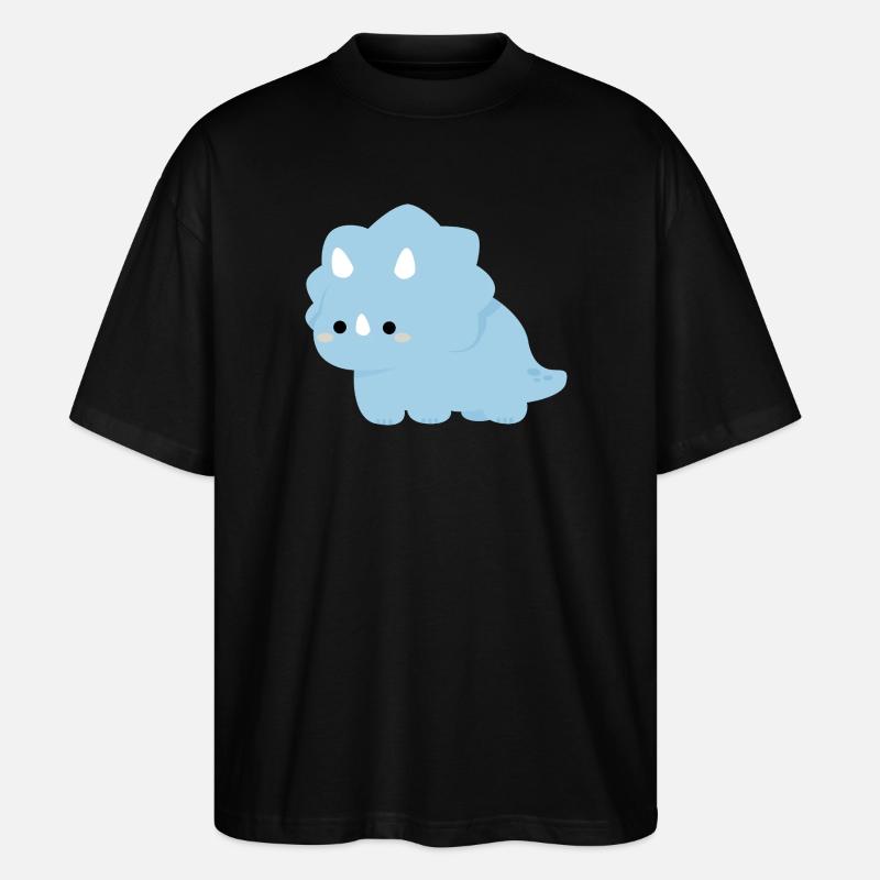 Charme Tricératops Dino Bleu Pastel - T-shirt bio Blaster 2.0 coupe oversize Stanley/Stella Unisexe - noir
