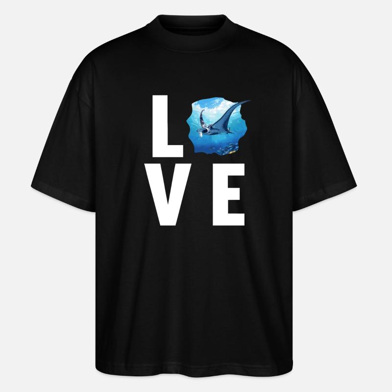 Rochen Mantarochen - Stanley/Stella Oversized Unisex Bio T-Shirt Blaster 2.0 - Schwarz