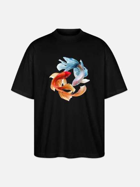 Koi-Farbkreis: Goldfisch-Paar - Stanley/Stella Oversized Unisex Bio T-Shirt Blaster 2.0 - Schwarz
