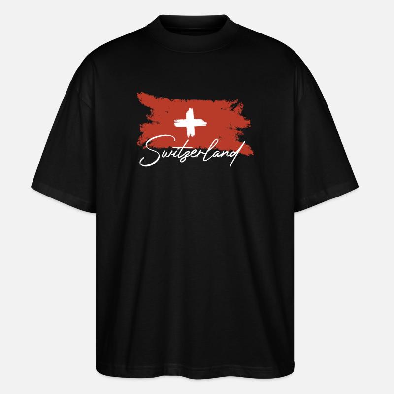 Drapeau suisse - T-shirt bio Blaster 2.0 coupe oversize Stanley/Stella Unisexe - noir