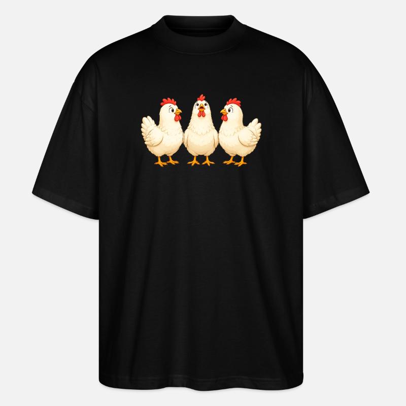 Hühner - Stanley/Stella Oversized Unisex Bio T-Shirt Blaster 2.0 - Schwarz