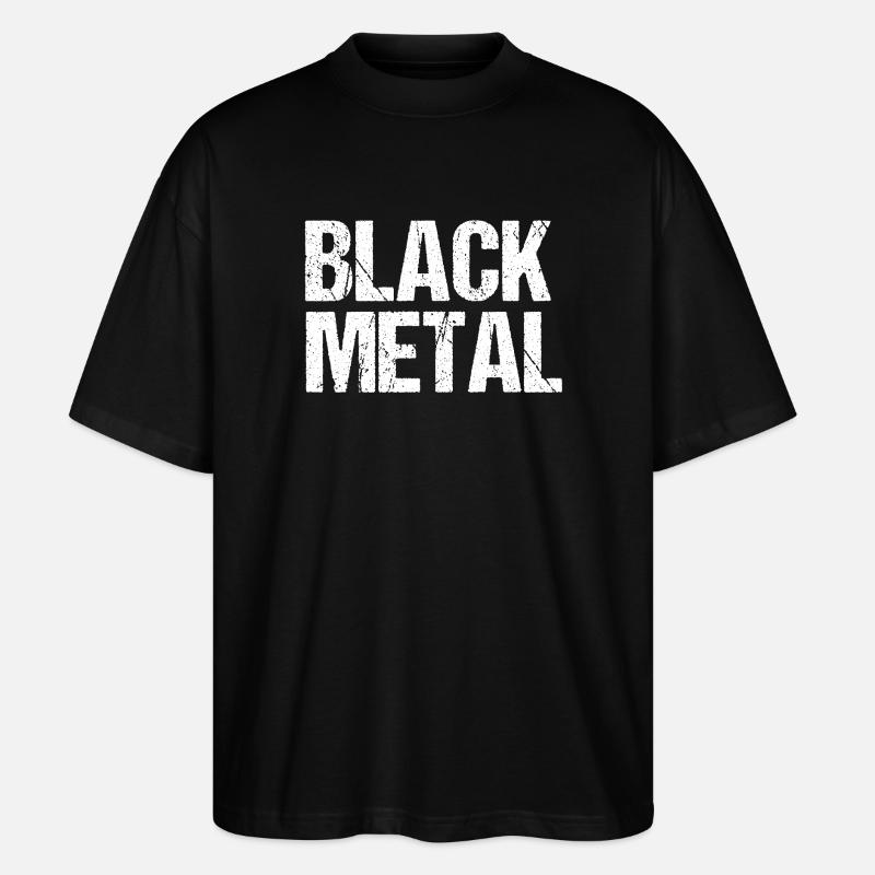 Black Metal Distressed Text - Stanley/Stella Oversized Unisex Organic T-shirt Blaster 2.0 - black