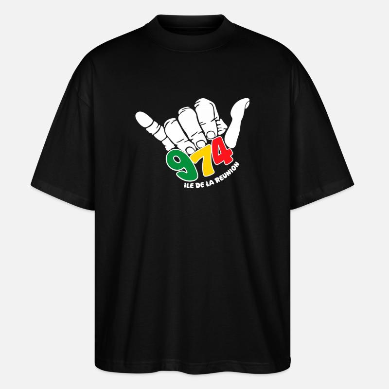 974 Île de la Réunion - T-shirt bio Blaster 2.0 coupe oversize Stanley/Stella Unisexe - noir