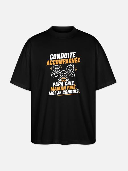 Conduite Accompagnée: Cri et Prière - T-shirt bio Blaster 2.0 coupe oversize Stanley/Stella Unisexe - noir