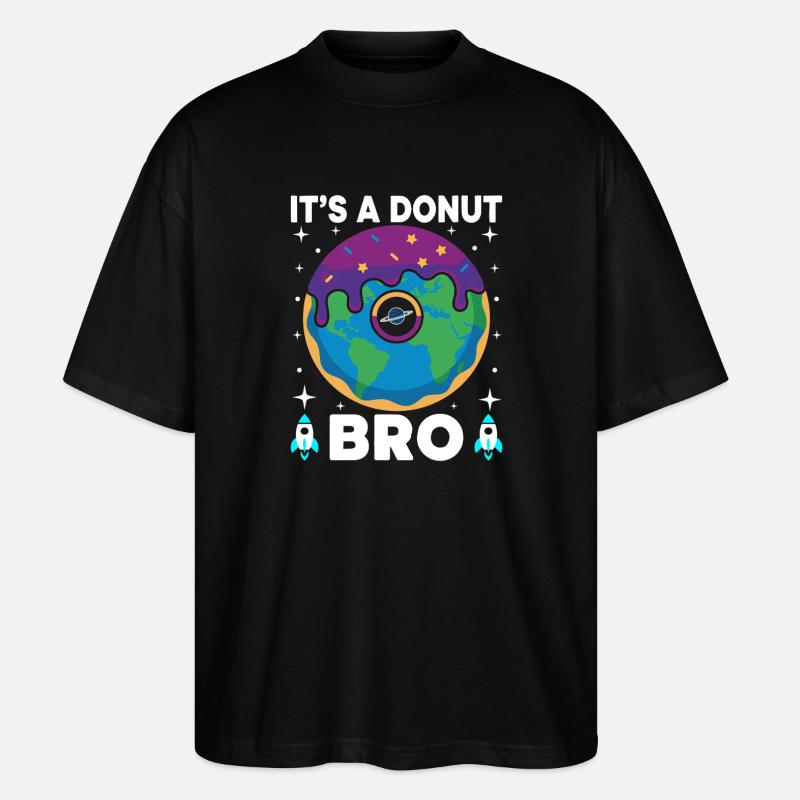 Donut Erde Bro Flacherde Flatearth Schwurbel - Stanley/Stella Oversized Unisex Bio T-Shirt Blaster 2.0 - Schwarz