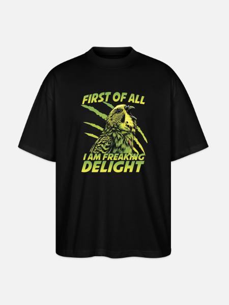 Welli Parrot Bird Fans Cheeky Budgie - Stanley/Stella Oversized Unisex Organic T-shirt Blaster 2.0 - black