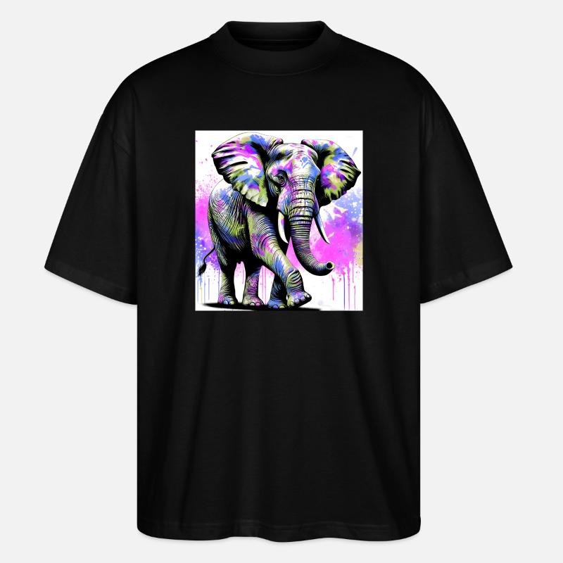 Elefant - Stanley/Stella Oversized Unisex Bio T-Shirt Blaster 2.0 - Schwarz