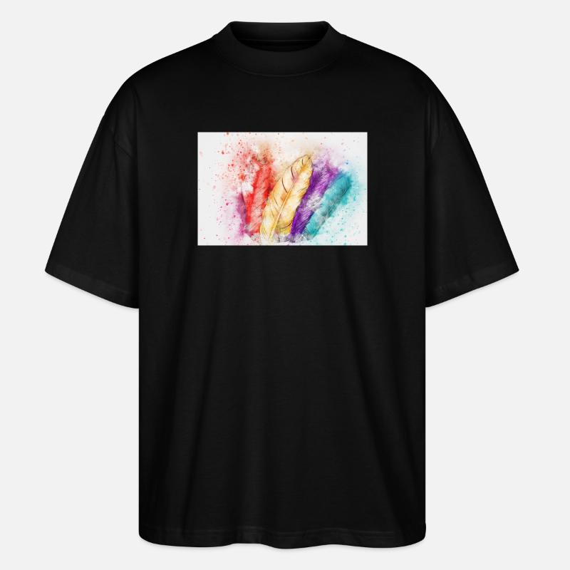 Bunte Federenkunst - Stanley/Stella Oversized Unisex Bio T-Shirt Blaster 2.0 - Schwarz