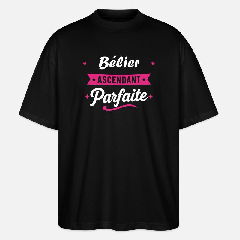 Bélier Ascendant Parfaite - T-shirt bio Blaster 2.0 coupe oversize Stanley/Stella Unisexe - noir