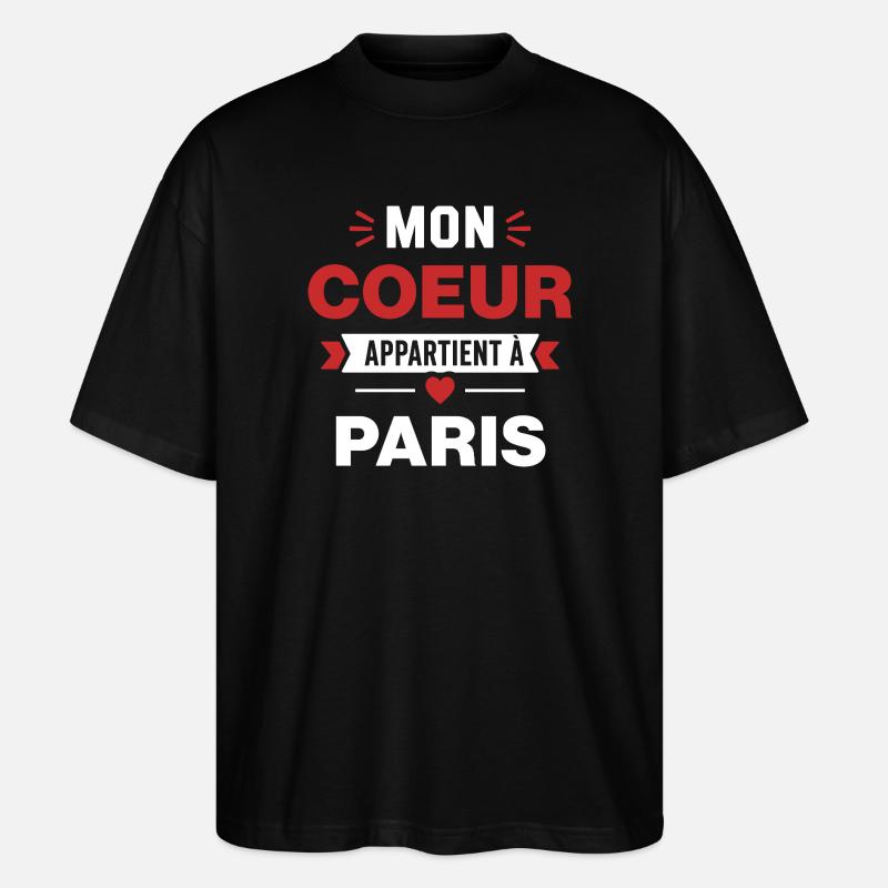 Mon Coeur Appartient à Paris - T-shirt bio Blaster 2.0 coupe oversize Stanley/Stella Unisexe - noir