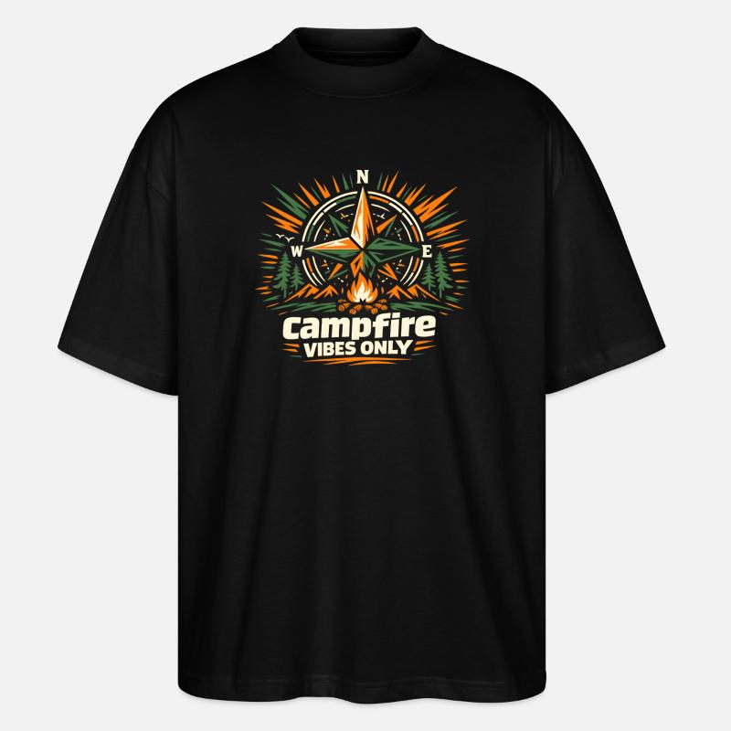 Campfire Compass Vibes - Stanley/Stella Oversized Unisex Organic T-shirt Blaster 2.0 - black