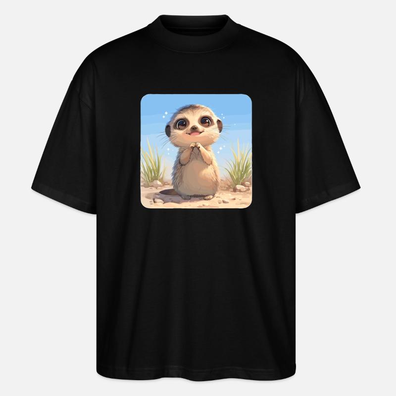 Meerkat Erdmännchen - Stanley/Stella Oversized Unisex Bio T-Shirt Blaster 2.0 - Schwarz