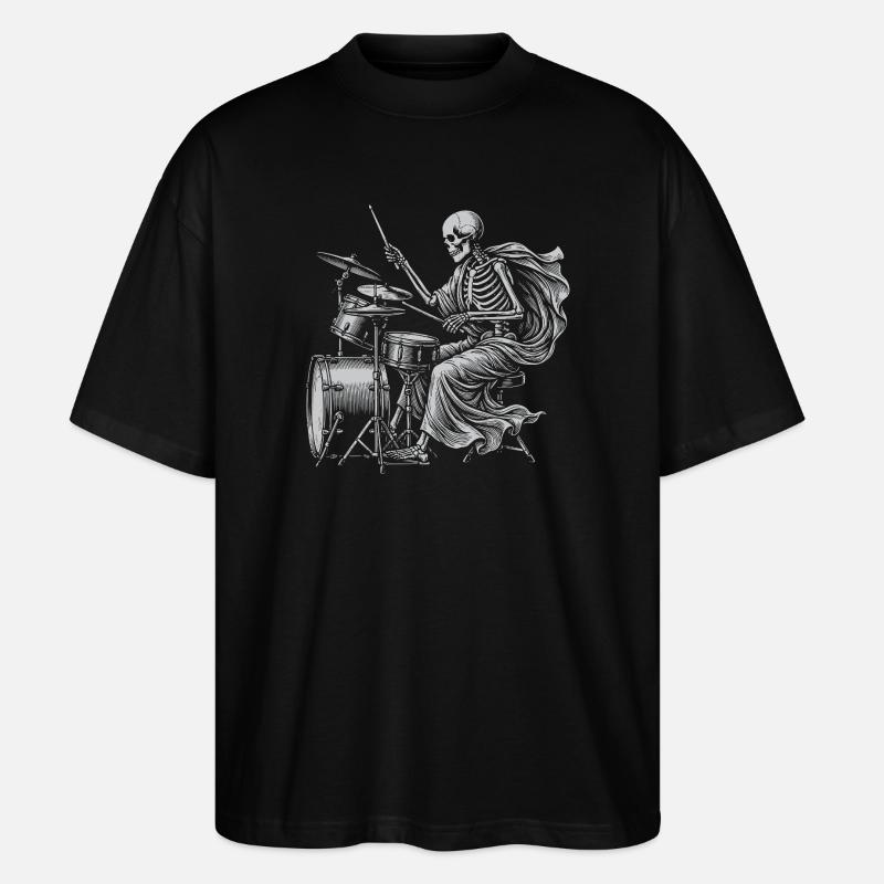 Skelett-Trommler mit Cape - Stanley/Stella Oversized Unisex Bio T-Shirt Blaster 2.0 - Schwarz