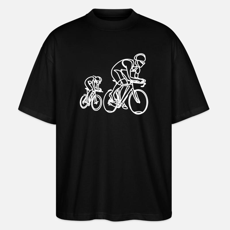 Radfahrer Zeichnung - Stanley/Stella Oversized Unisex Bio T-Shirt Blaster 2.0 - Schwarz
