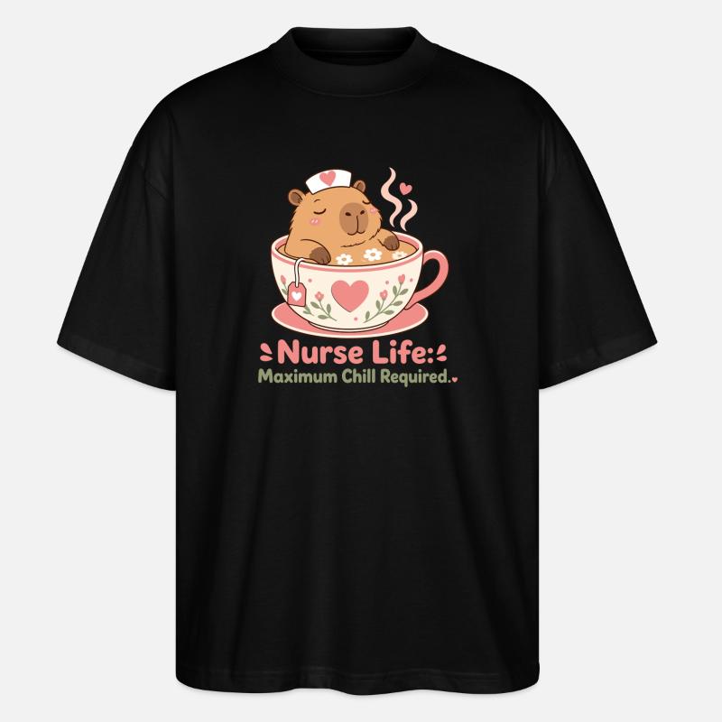 Infirmière de Capybara Aidant - T-shirt bio Blaster 2.0 coupe oversize Stanley/Stella Unisexe - noir