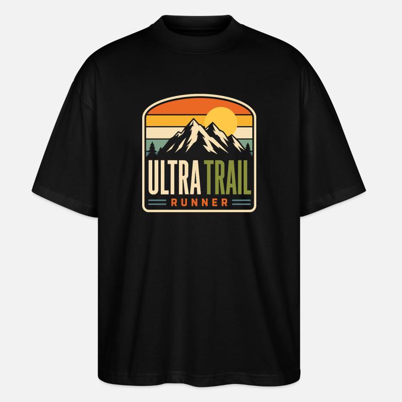 Ultra Trail Runner Mountain Sunset - Stanley/Stella Oversized Unisex Bio T-Shirt Blaster 2.0 - Schwarz