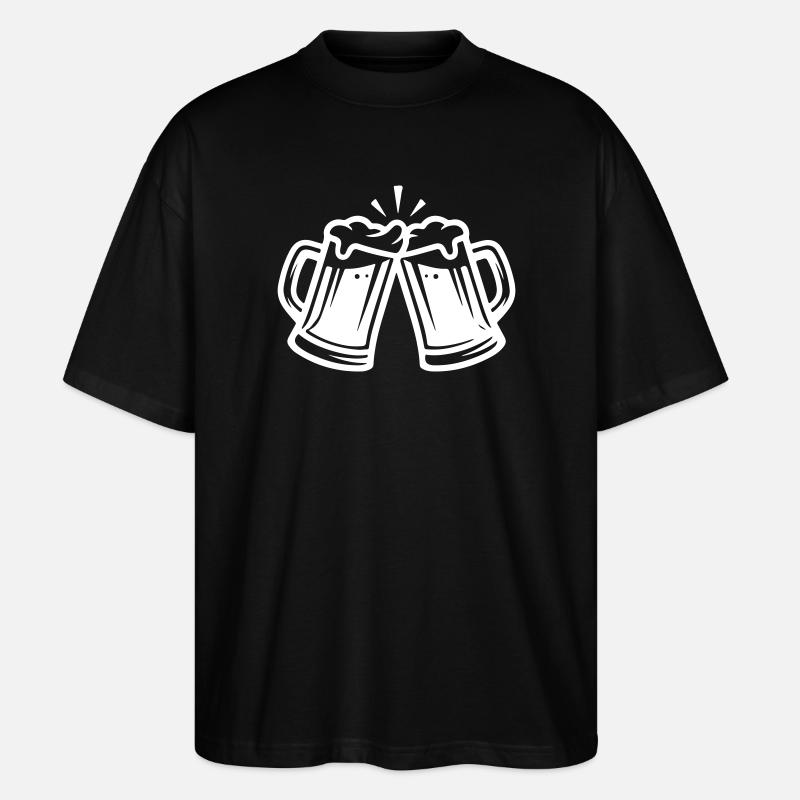 Bier Anstoßen Symbol - Stanley/Stella Oversized Unisex Bio T-Shirt Blaster 2.0 - Schwarz