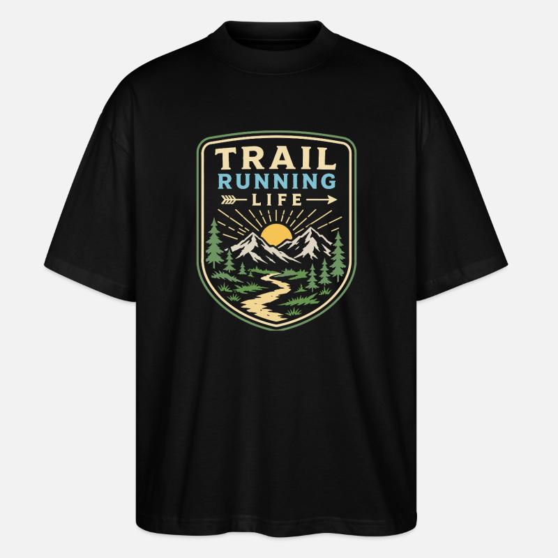 Trailrunning-Leben - Stanley/Stella Oversized Unisex Bio T-Shirt Blaster 2.0 - Schwarz