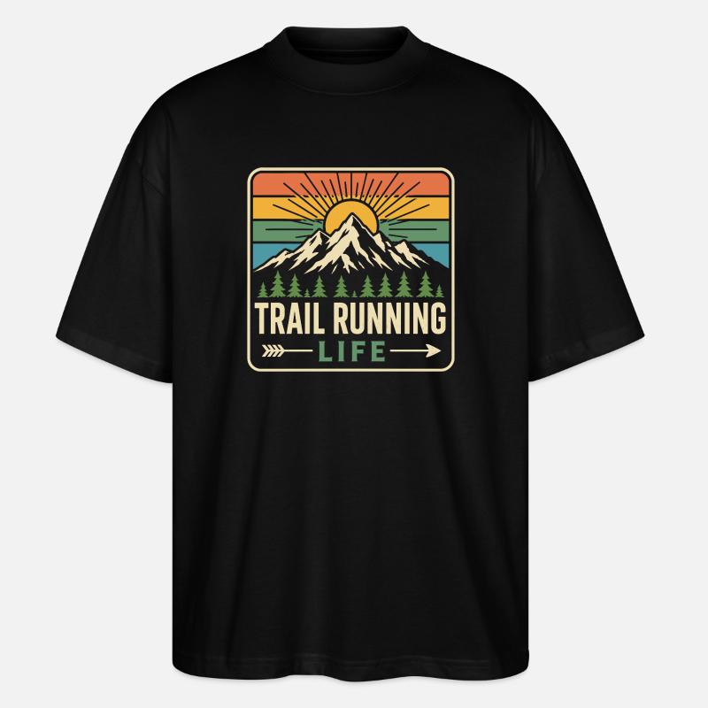 Trailrunning-Leben - Stanley/Stella Oversized Unisex Bio T-Shirt Blaster 2.0 - Schwarz