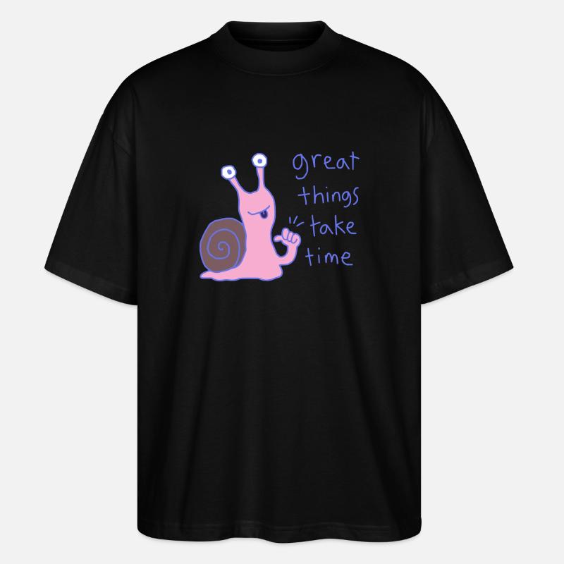 Große Dinge brauchen Zeit - Stanley/Stella Oversized Unisex Bio T-Shirt Blaster 2.0 - Schwarz