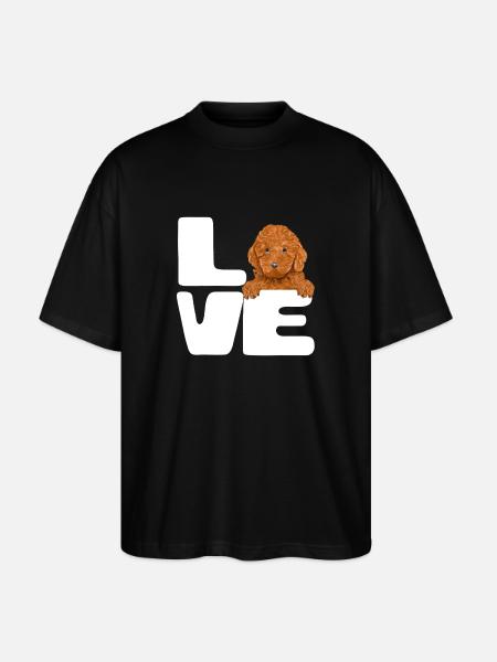 Puppy Love Typography - Stanley/Stella Oversized Unisex Organic T-shirt Blaster 2.0 - black