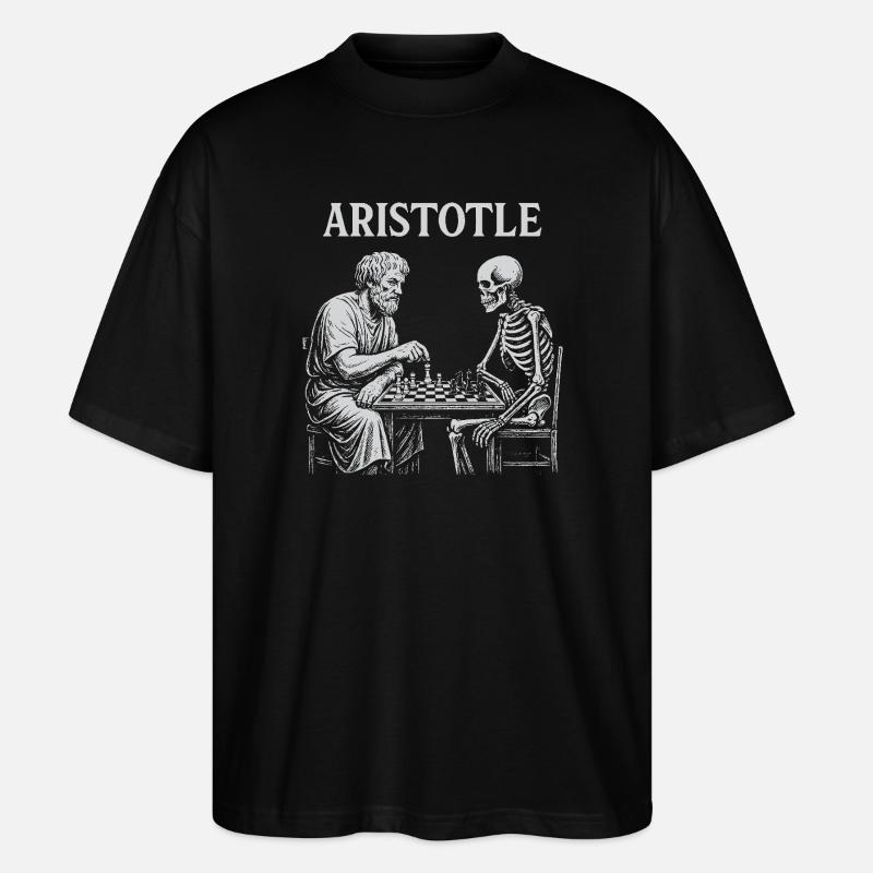 Aristoteles spielt mit Skelettschach - Stanley/Stella Oversized Unisex Bio T-Shirt Blaster 2.0 - Schwarz