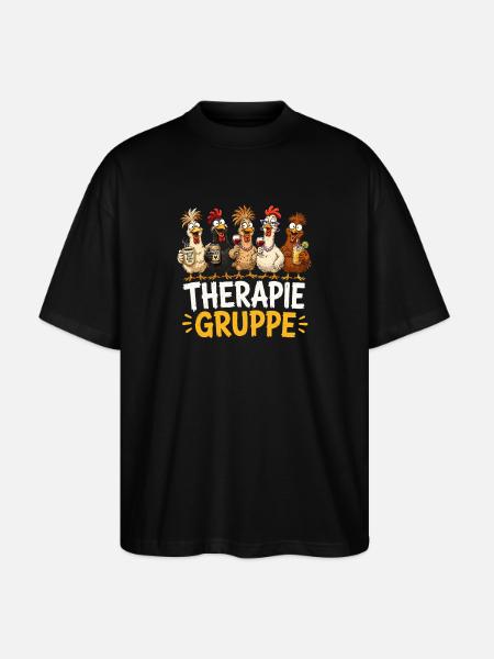 Therapiegruppe Hühner Party - Stanley/Stella Oversized Unisex Bio T-Shirt Blaster 2.0 - Schwarz
