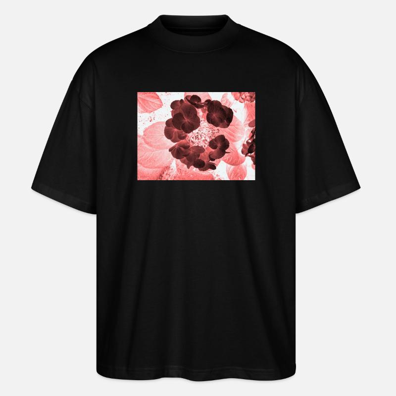 Rote Hydrangea Florales Muster - Stanley/Stella Oversized Unisex Bio T-Shirt Blaster 2.0 - Schwarz