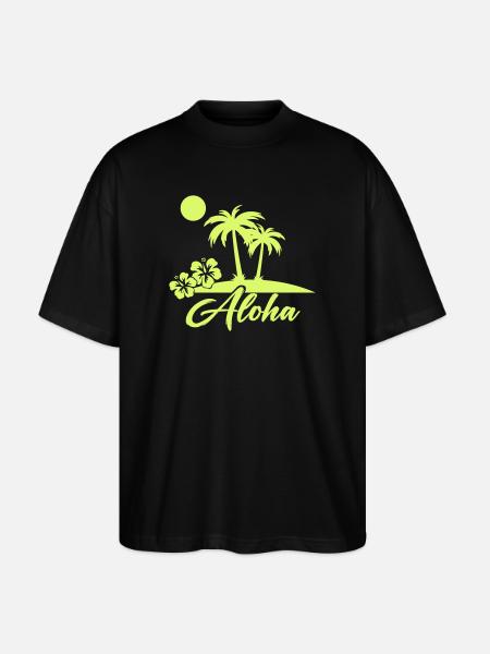 Aloha Palm Trees Island Silhouette - Stanley/Stella Oversized Unisex Organic T-shirt Blaster 2.0 - black