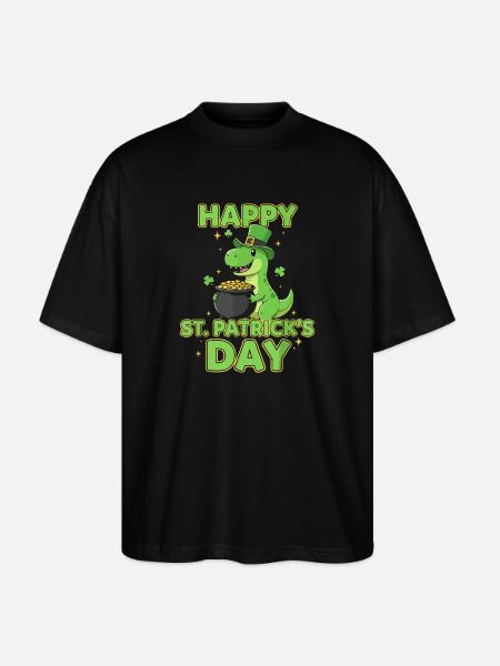 Joyeux dinosaure pour la Saint-Patrick - T-shirt bio Blaster 2.0 coupe oversize Stanley/Stella Unisexe - noir