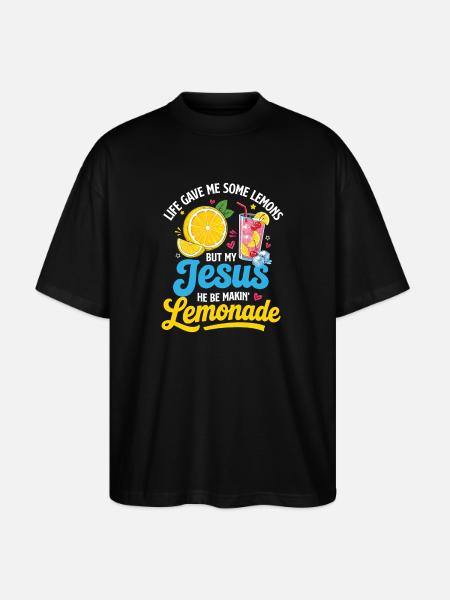 Jesus Making Lemonade Christian Humor - Stanley/Stella Oversized Unisex Organic T-shirt Blaster 2.0 - black