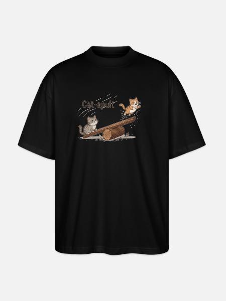 Catapult Cat Adventure - Stanley/Stella Oversized Unisex Organic T-shirt Blaster 2.0 - black