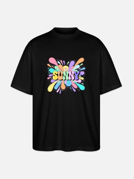 Sunny Splash Farbausbruch - Stanley/Stella Oversized Unisex Bio T-Shirt Blaster 2.0 - Schwarz