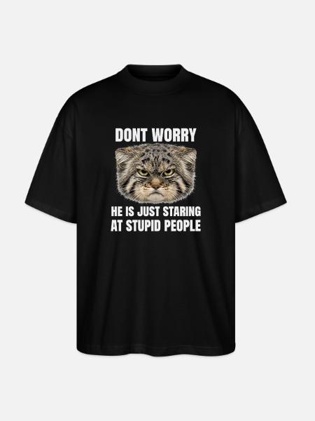 Pallas Kat Manul Kat Kat Humor Sarcasme - Stanley/Stella Uniseks oversized bio T-shirt Blaster 2.0 - zwart