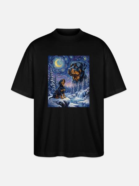 Hurler vers la Lune Affenpinscher - T-shirt bio Blaster 2.0 coupe oversize Stanley/Stella Unisexe - noir