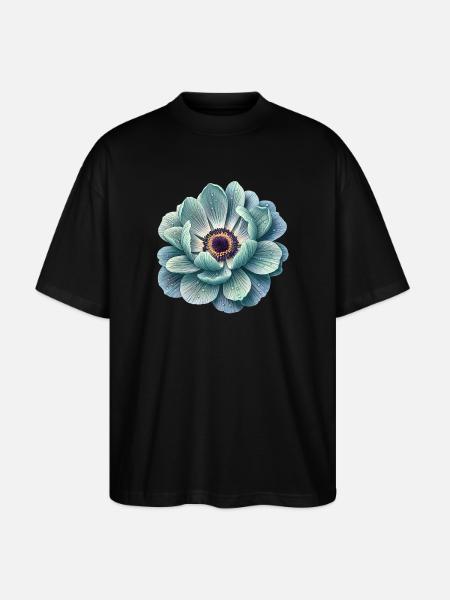 Anemone water drop blossom teal - Stanley/Stella Oversized Unisex Organic T-shirt Blaster 2.0 - black