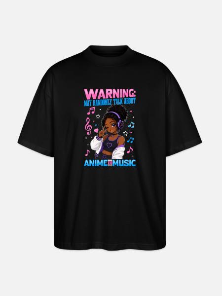 Anime and Music Chibi Black Girl - Stanley/Stella Oversized Unisex Organic T-shirt Blaster 2.0 - black