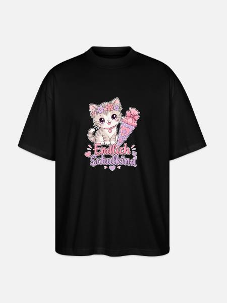 Endlich Schulkind Katzenliebe - Stanley/Stella Oversized Unisex Bio T-Shirt Blaster 2.0 - Schwarz