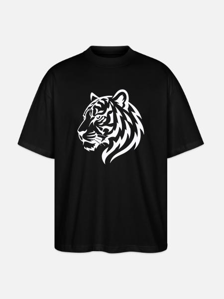 Tiger Line Head Silhouette Powerful - Stanley/Stella Oversized Unisex Organic T-shirt Blaster 2.0 - black