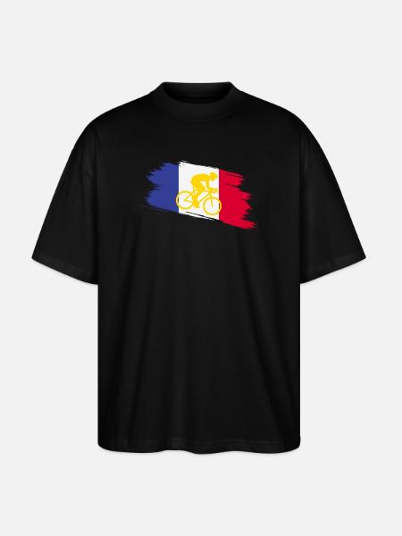 France Flag with Bicycle – Cycling Design - Stanley/Stella Oversized Unisex Organic T-shirt Blaster 2.0 - black