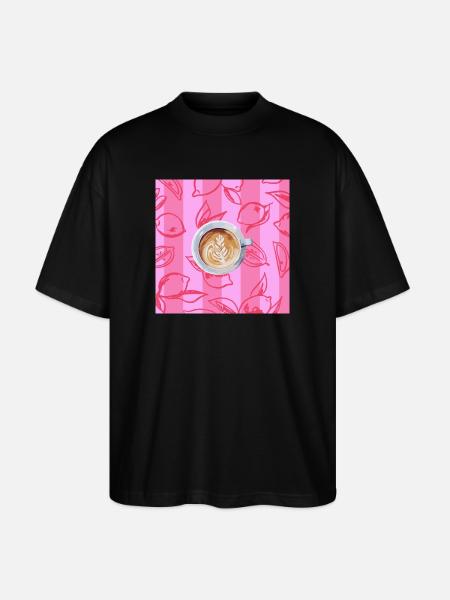 Cappuccino - Stanley/Stella Oversized Unisex Organic T-shirt Blaster 2.0 - black