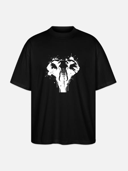 Elefantenkunst Splash White - Stanley/Stella Oversized Unisex Bio T-Shirt Blaster 2.0 - Schwarz
